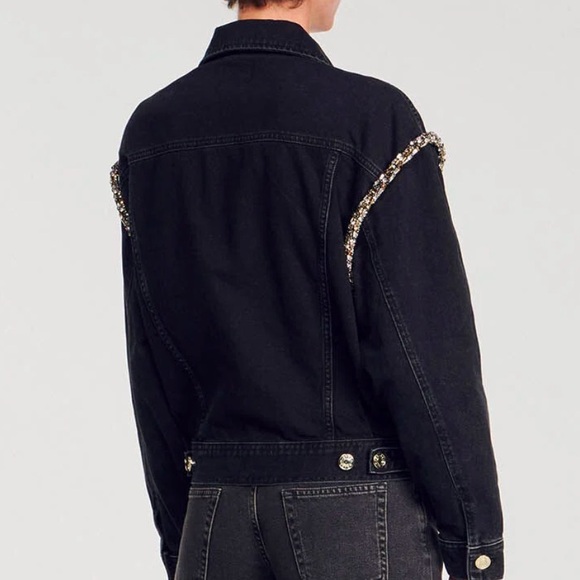 Sandro OVERSIZED DENIM JACKET WITH RHINESTONES - Picture 5 of 7